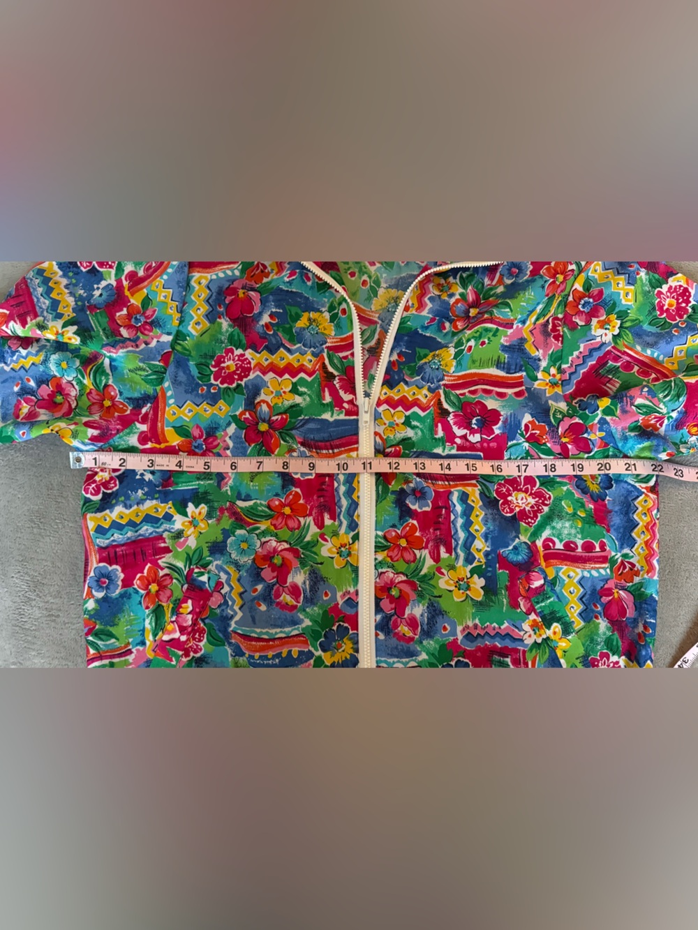 Vintage Koret Floral Windbreaker Jacket Retro 80s 90s Multicolor Zip Up Sz S - Picture 6 of 8